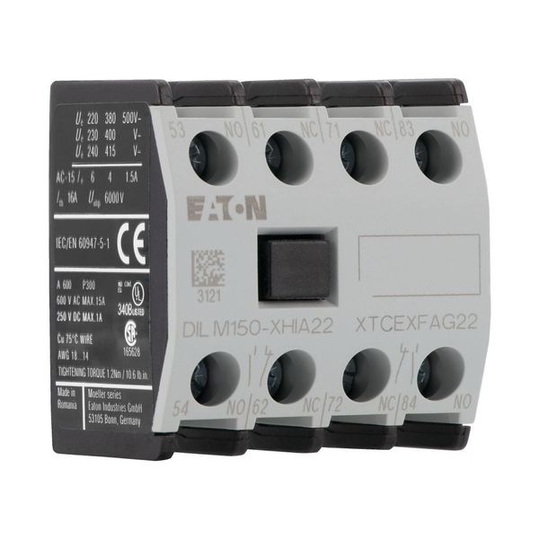 Auxiliary contact module, 4 pole, Ith= 16 A, 2 N/O, 2 NC, Front fixing, Screw terminals, DILM40 - DILM170, XHIA image 13