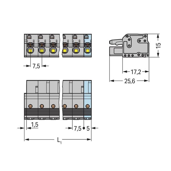 1-conductor female connector push-button Push-in CAGE CLAMP® gray image 2