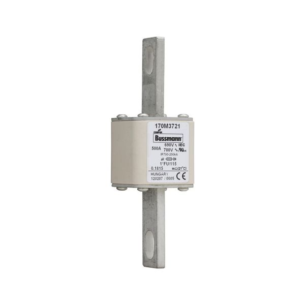 Fuse-link, high speed, 500 A, AC 690 V, compact size 1, 45 x 45 x 148 mm, aR, IEC, UL image 10