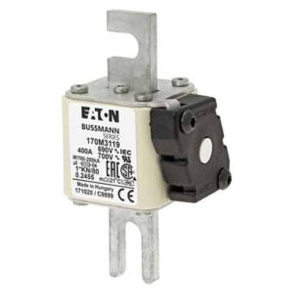 Fuse-link, high speed, 400 A, AC 690 V, compact DIN 1, 45 x 59 x 104 mm, aR, DIN, IEC, single indicator image 4