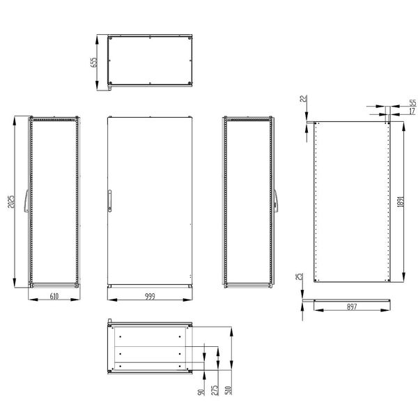 Modular enclosure 1 door IP55 H=2000 W=1000 D=600 mm image 3