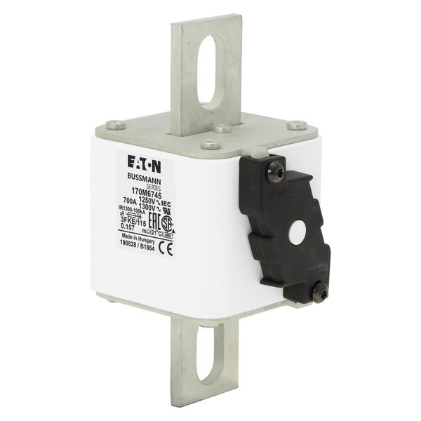 Fuse-link, high speed, 700 A, AC 1250 V, size 3, 76 x 92 x 159 mm, aR, IEC, UL, single indicator image 5