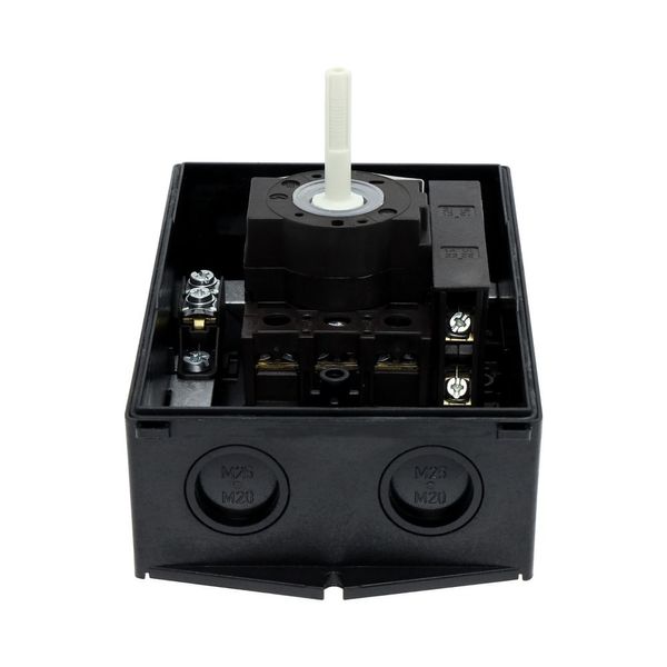 Main switch, P1, 25 A, surface mounting, 3 pole, 1 N/O, 1 N/C, STOP function, With black rotary handle and locking ring, Lockable in the 0 (Off) posit image 32