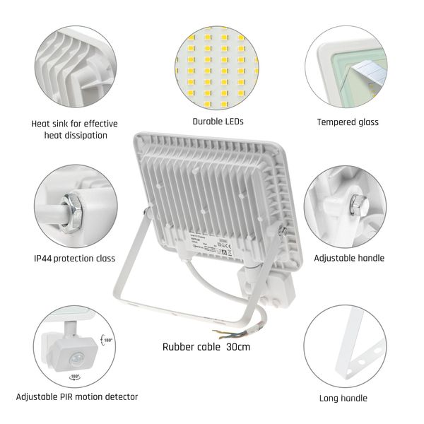 NOCTIS LUX 2 SMD 230V 50W IP44 NW white with sensor image 9