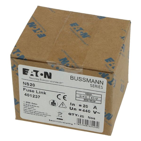 Fuse-link, LV, 20 A, AC 440 V, BS88/F1, 15 x 62 mm, gL/gG, BS image 13