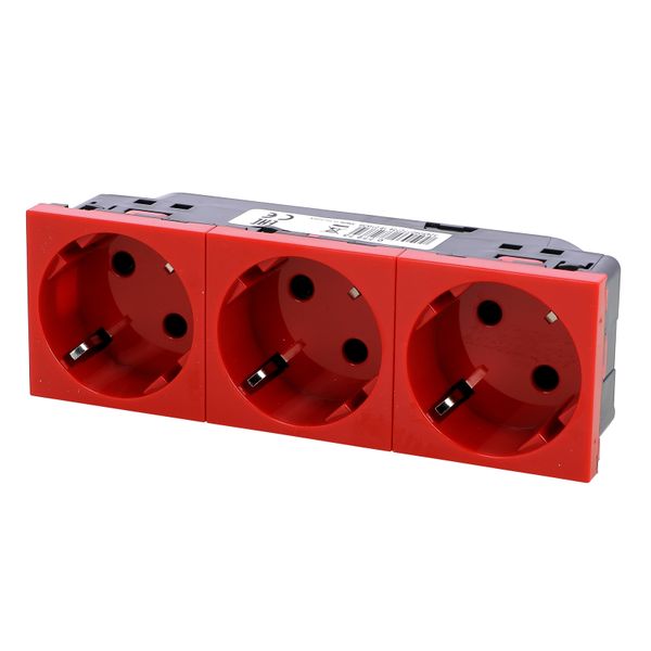 Multi-support multiple socket Mosaic - 3 x 2P+E automatic terminals - red image 4