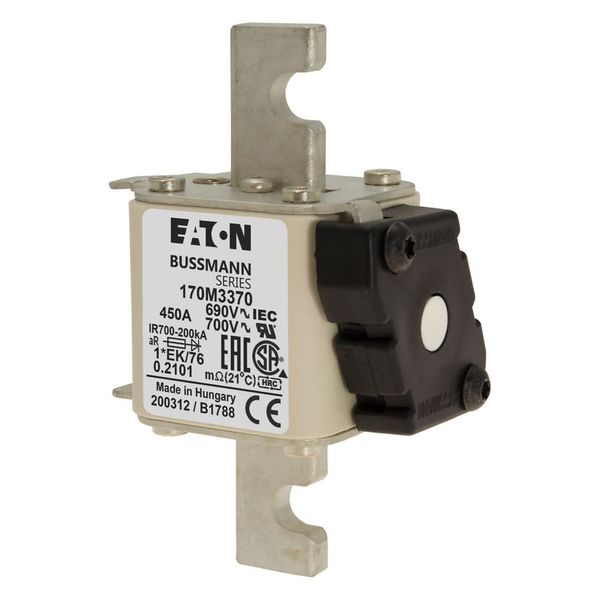 Fuse-link, high speed, 450 A, AC 690 V, compact size 1, 45 x 59 x 102 mm, aR, IEC, UL, single indicator image 5