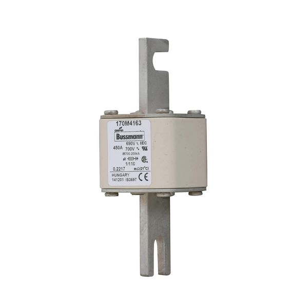 Fuse-link, high speed, 450 A, AC 690 V, DIN 1, 53 x 66 x 138 mm, aR, DIN, IEC, single indicator image 3