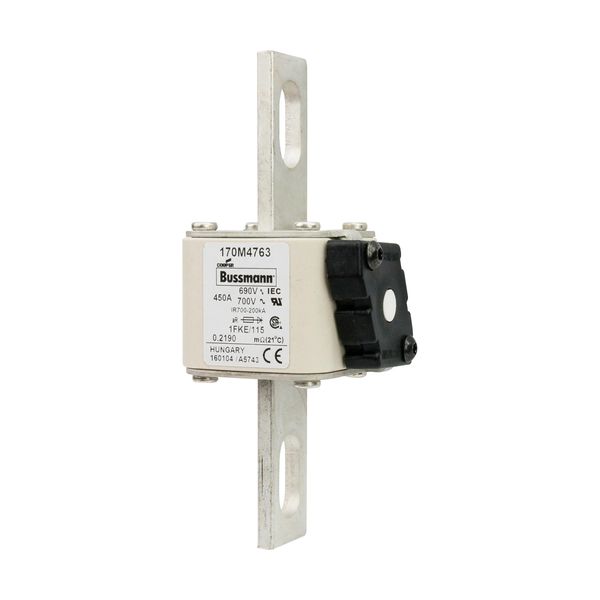 Fuse-link, high speed, 450 A, AC 690 V, size 1, 53 x 69 x 136 mm, aR, IEC, UL, single indicator image 4