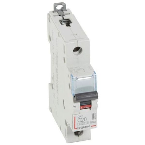 DX³6000 10kA high inlet and low outgoing screw circuit breaker 1P 230V~ to 400V~ - 20A - curve C - 1 module image 1