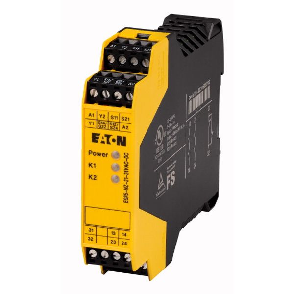 Safety two-hand relay, 24VDC/AC, 2-channel, 2 enabling paths image 1