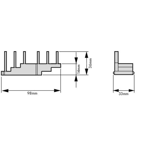 3-phase Busbar for 2xBE6, 55mm UL certified image 3
