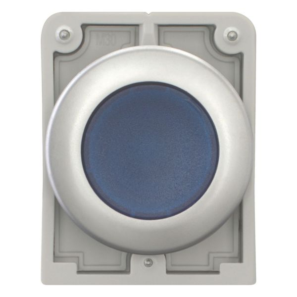 Illuminated pushbutton actuator, RMQ-Titan, Flat, momentary, Blue, Blank, Metal bezel image 3