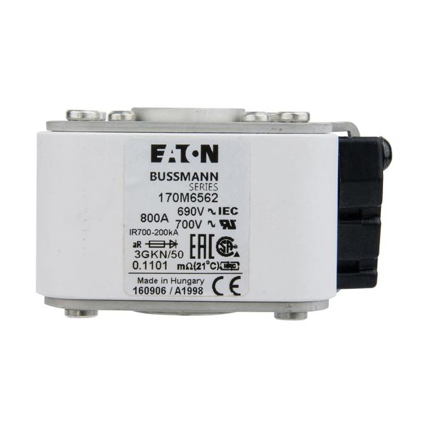 Fuse-link, high speed, 800 A, AC 690 V, size 3, 76 x 92 x 53 mm, aR, IEC, UL, type K indicator image 7