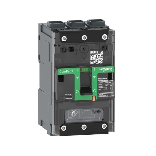 Circuit breaker, ComPacT NSXm 160E, 16kA/415VAC, 3 poles, TMD trip unit 160A, EverLink lugs image 4