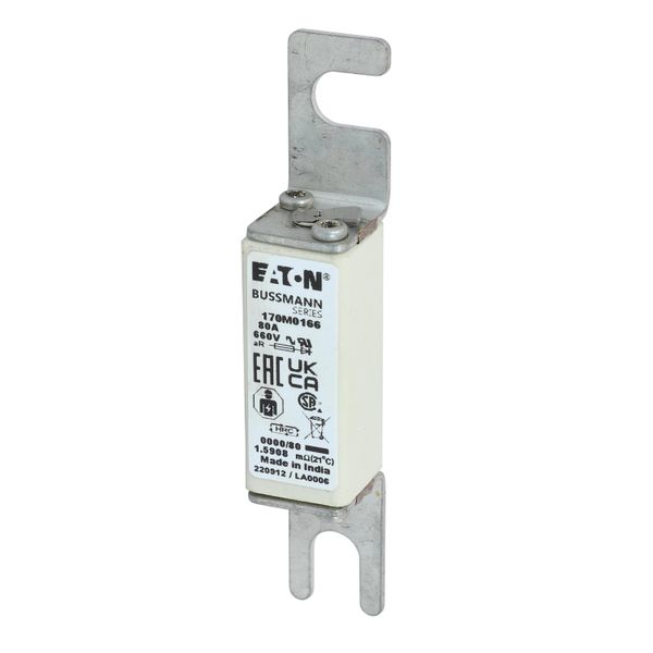 Fuse-link, high speed, 80 A, AC 660 V, size 0000, 18 x 19 x 100 mm, aR, UL, visual indicator image 6