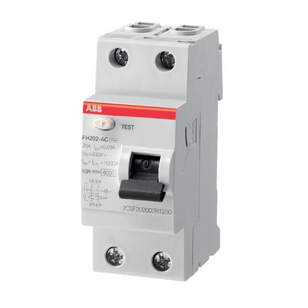 FH202 AC-63/0.03 Residual Current Circuit Breaker 2P AC type 30 mA image 1