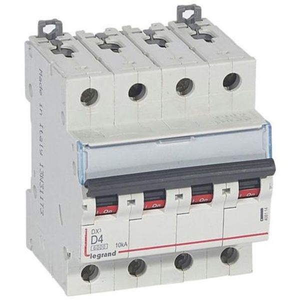 DX³6000 10kA high inlet and low outlet screw circuit breaker 4P 400~ - 4A - curve D - for traditional HX³ comb image 1