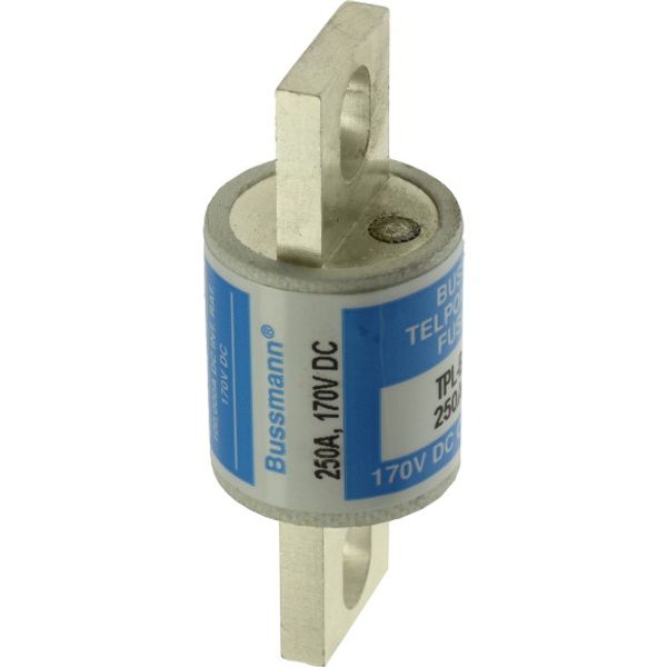 Eaton Bussmann series TPL telecommunication fuse, 170 Vdc, 250A, 100 kAIC, Non Indicating, Current-limiting, Bolted blade end X bolted blade end, Silver-plated terminal image 2