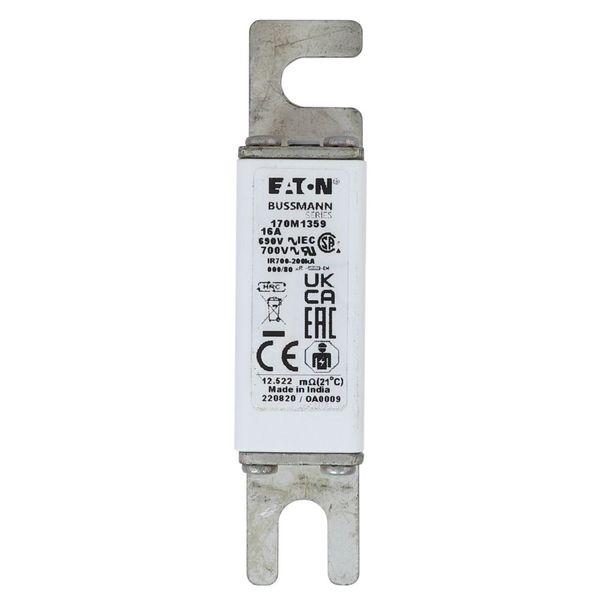 Fuse-link, high speed, 16 A, AC 690 V, DIN 000, 21 x 40 x 100 mm, gR, DIN, IEC, single indicator image 8