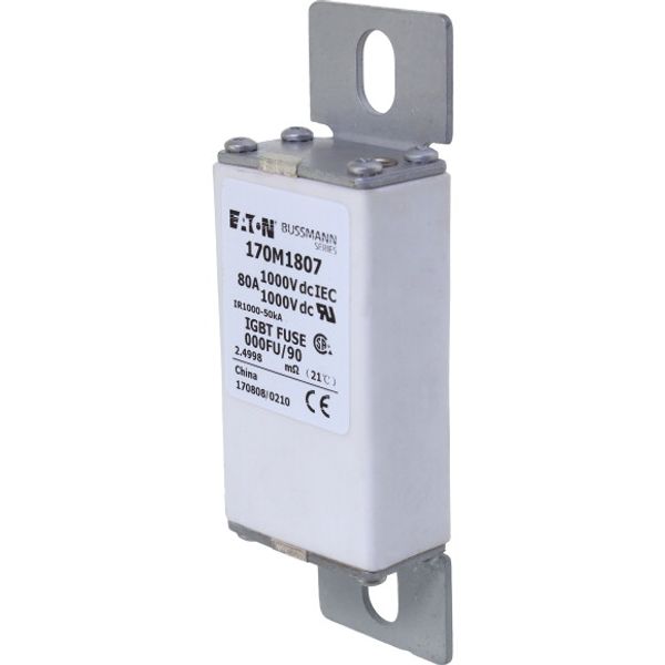 Fuse-link, high speed, 80 A, DC 1000 V, size 000, 24 x 36 x 115 mm, aR, IEC image 5