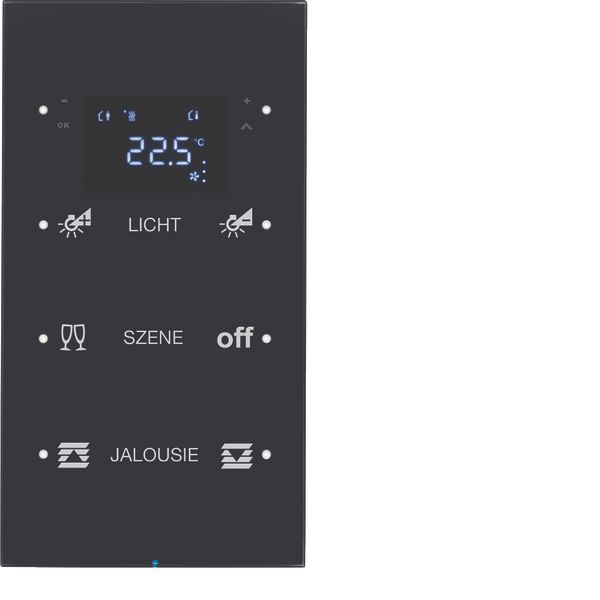 Touch sensor 3gang thermostat, display, intg bus coupl. unit,KNX-R.3,  image 1