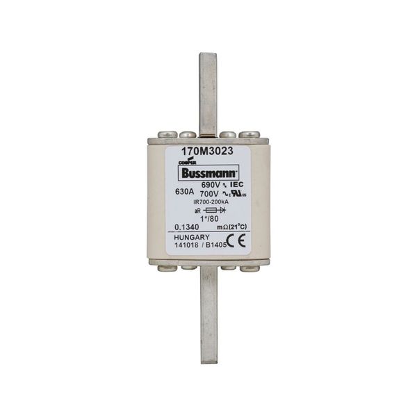 Fuse-link, high speed, 630 A, AC 690 V, compact DIN 1, 45 x 45 x 104 mm, aR, DIN, IEC, single indicator image 11