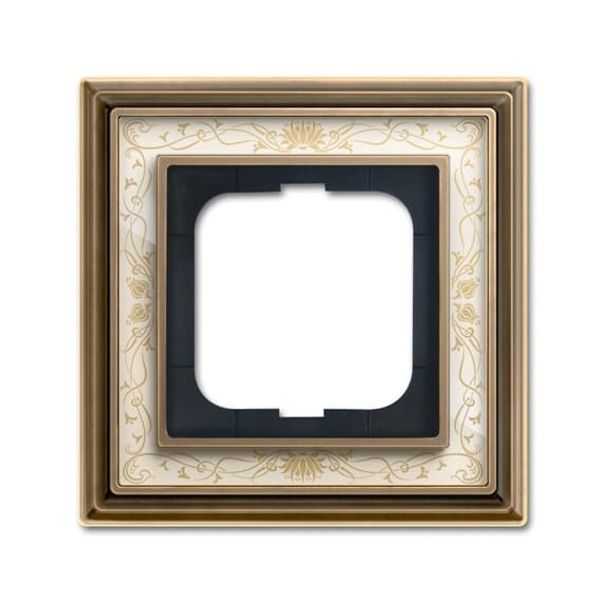 1721-846-500 Cover Frame 1gang(s) antique brass decor ivory white - Busch-Dynasty image 1
