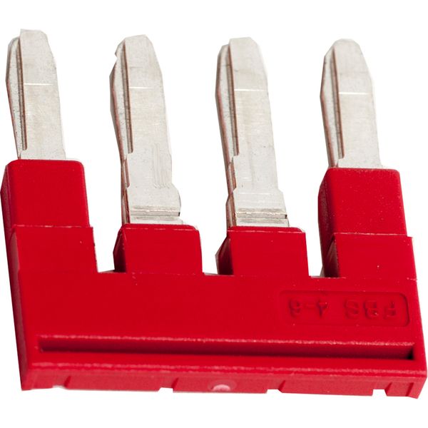 PLUG-IN BRIDGE, 4 POINTS FOR 4 MM2 TERMINAL BLOCKS, RED image 1