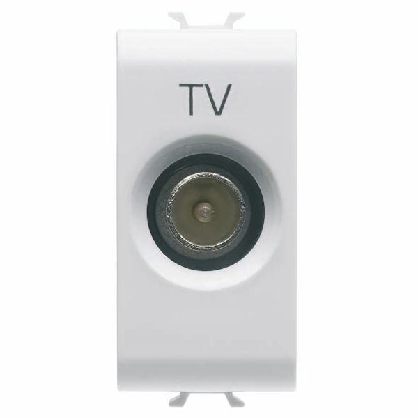 COAXIAL TV SOCKET-OUTLET, CLASS A SHIELDING - IEC MALE CONNECTOR 9,5mm - DIRECT WITH CURRENT PASSING - 1 MODULE - GLOSSY WHITE - CHORUSMART image 2
