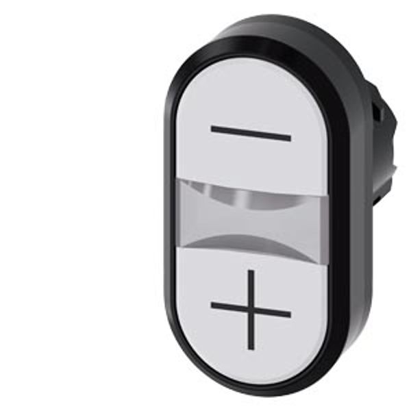 Illuminated twin pushbutton, 22 mm, round, plastic, white: -, white: +, pushbuttons, flat, Z=50-unit packaging image 1