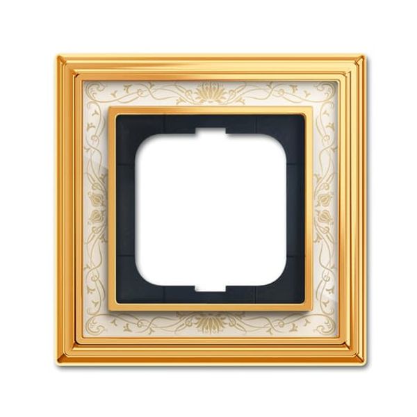 1721-836-500 Cover Frame 1gang(s) polished brass decor ivory white - Busch-Dynasty image 1
