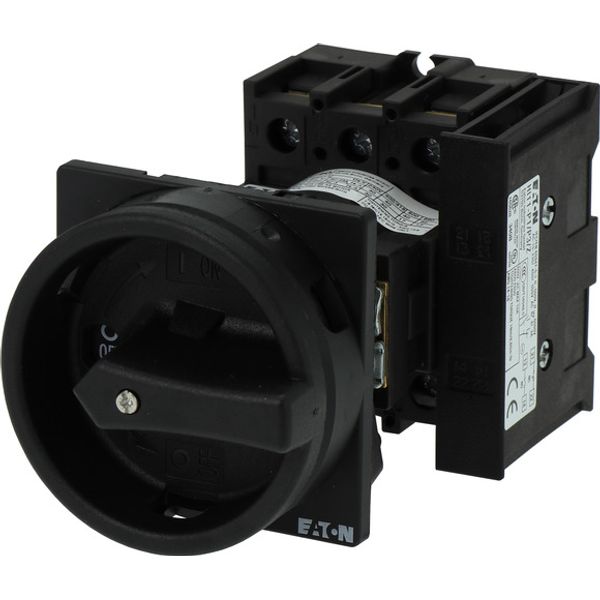 Main switch, P1, 40 A, rear mounting, 3 pole, 1 N/O, 1 N/C, STOP function, With black rotary handle and locking ring, Lockable in the 0 (Off) position image 3