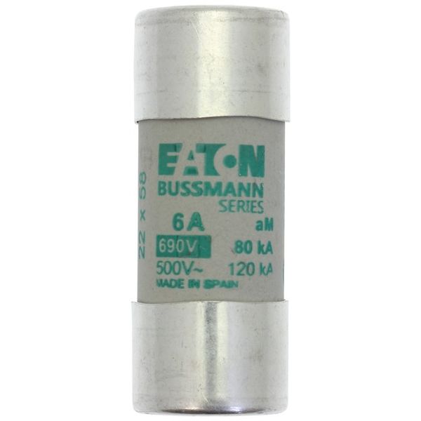 Fuse-link, LV, 6 A, AC 690 V, 22 x 58 mm, aM, IEC image 2