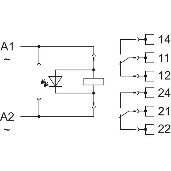 Relay module Nominal input voltage: 230 VAC 2 changeover contacts gray image 5