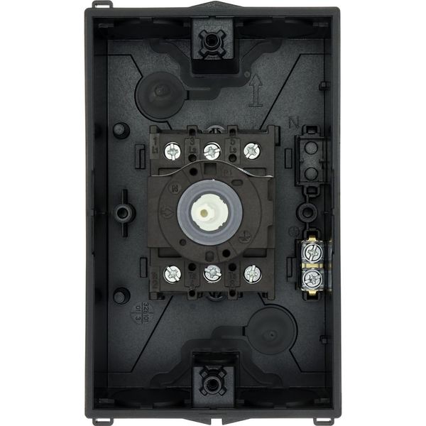 Safety switch, P1, 25 A, 3 pole, STOP function, With black rotary handle and locking ring, Lockable in position 0 with cover interlock, with warning l image 46