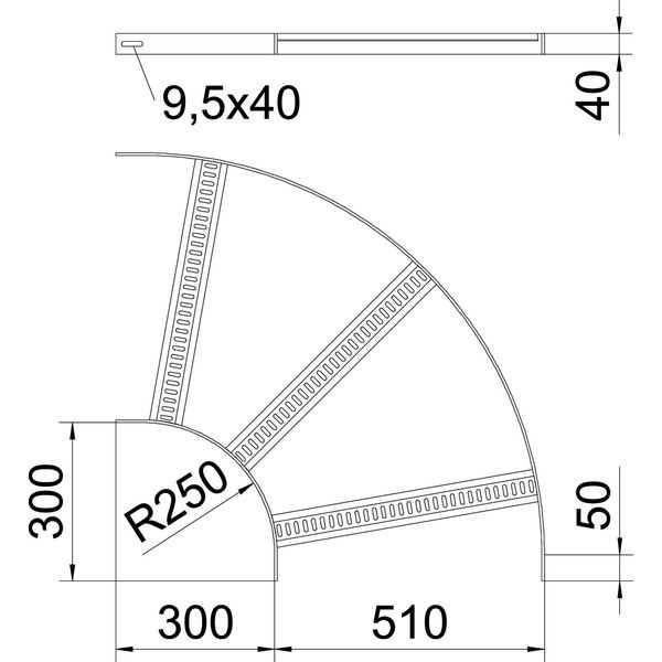 SLB 90 62 500 FT 90° bend with trapezoidal rung B510mm image 2