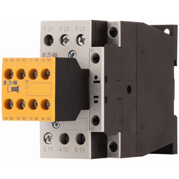 Safety contactor, 380 V 400 V: 11 kW, 2 N/O, 3 NC, RDC 24: 24 - 27 V DC, DC operation, Screw terminals, with mirror contact. image 3