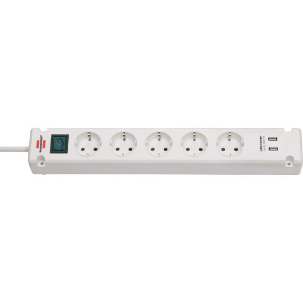 Bremounta Extension Socket with USB-Charger 5-way white 3m H05VV-F 3G1.5 image 1