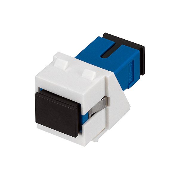 SC Keystone module, SM, OS2 (blue), pure white (similar to RAL 9010) image 1