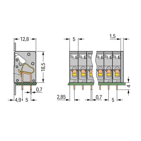 PCB terminal block push-button 2.5 mm² gray image 2