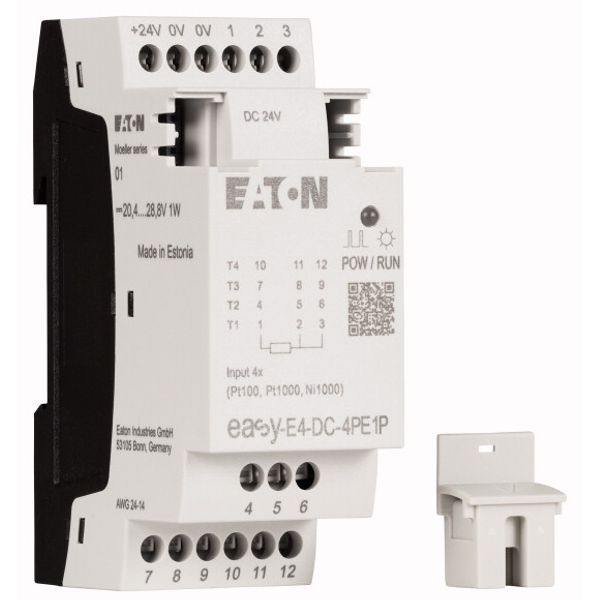 I/O expansion for easyE4 with temperature detection Pt100, Pt1000 or Ni1000, 24 VDC, analog inputs: 4, push-in image 4