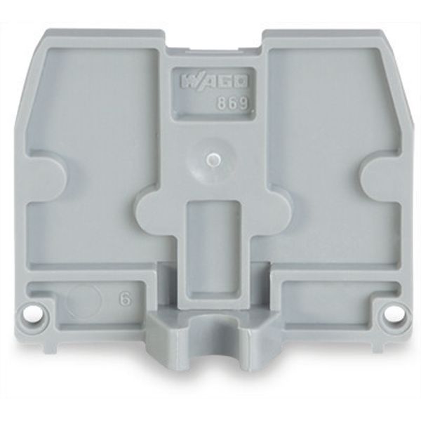 End plate with fixing flange M4 2.5 mm thick gray image 2