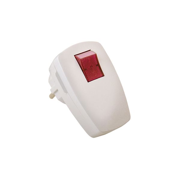 Switched angled plug with switch and control light white in polybag with label image 1