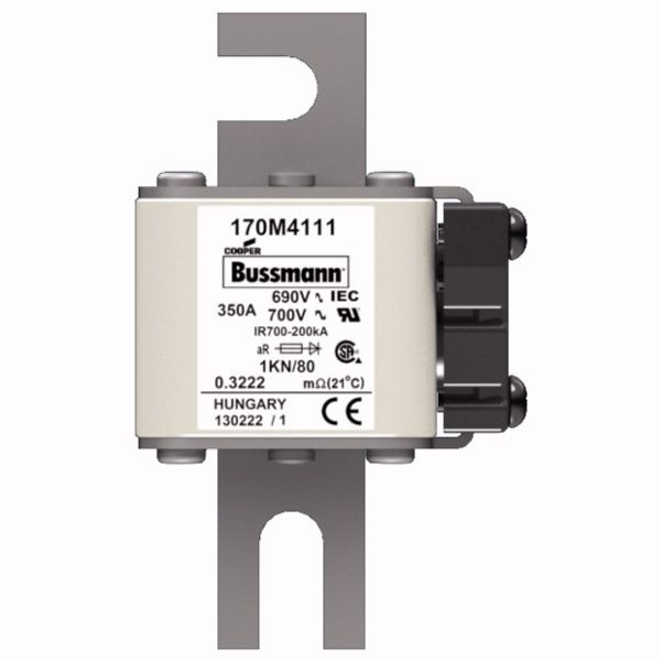 Fuse-link, high speed, 350 A, AC 690 V, DIN 1, 53 x 69 x 108 mm, aR, DIN, IEC, single indicator image 1