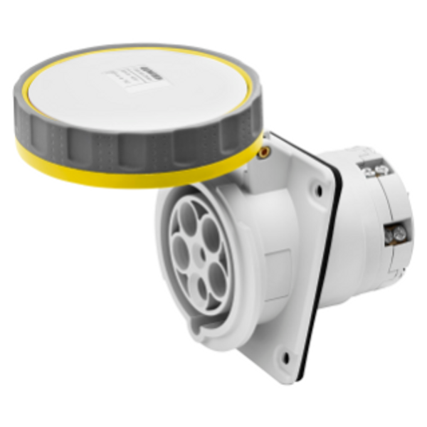 10° ANGLED FLUSH-MOUNTING SOCKET-OUTLET HP - IP66/IP67 - 3P+N+E 63A 100-130V 50/60HZ - YELLOW - 4H - MANTLE TERMINAL image 1