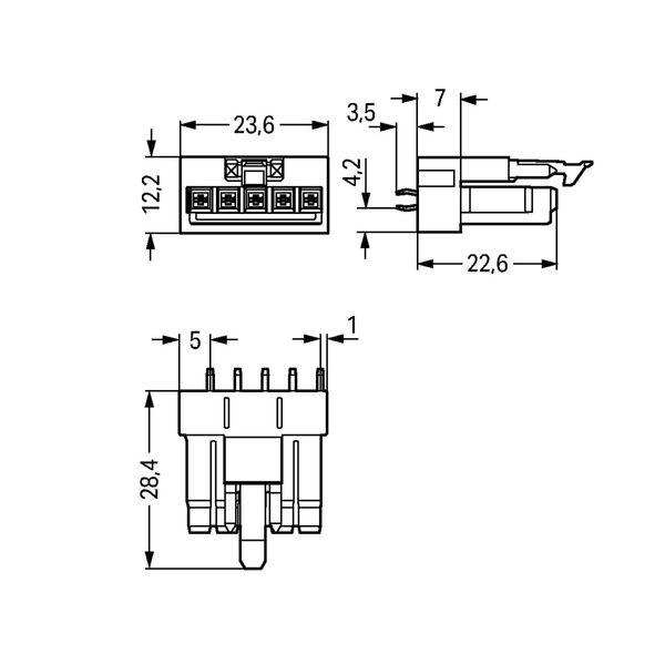 Socket for PCBs straight 5-pole black image 4