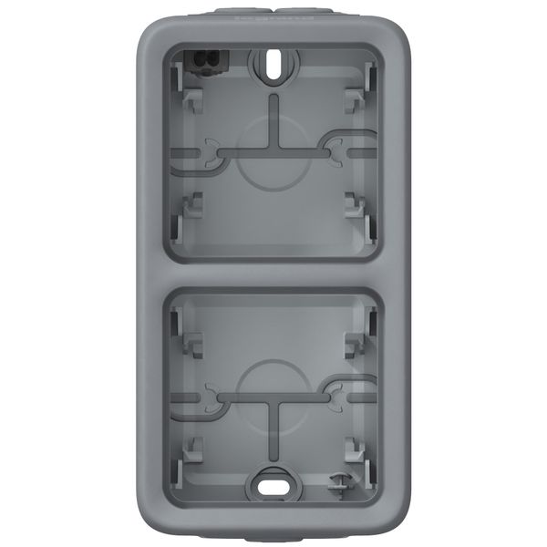 Surface mounting box Plexo IP 55 - 2 gang vert - with membrane glands - grey image 2