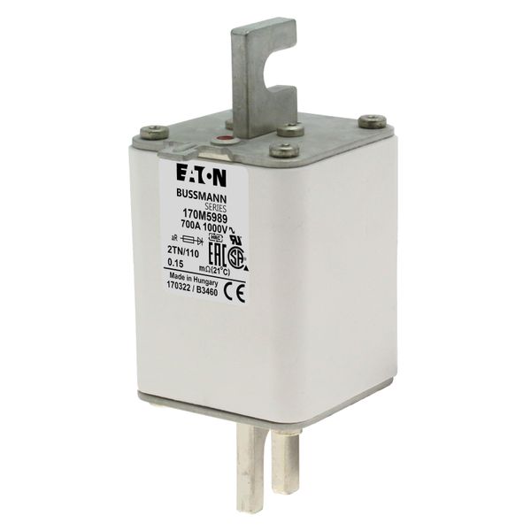 Fuse-link, high speed, 700 A, AC 1000 V, DIN 2, 59 x 75 x 138 mm, aR, DIN, IEC, single indicator image 6