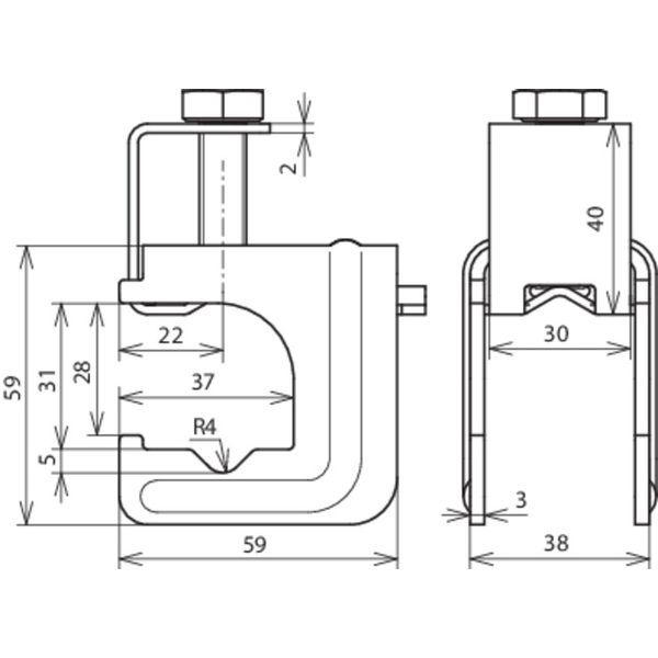 U-clamp St/bare f. D 6-20mm or Fl 30x3-4mm image 2